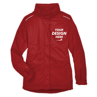 Core 365 Women's 3-in-1 Jacket with Fleece Liner, Classic Red, Front view, Mockup