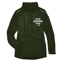 Core 365 Women's 3-in-1 Jacket with Fleece Liner, Forest, Front view, Mockup
