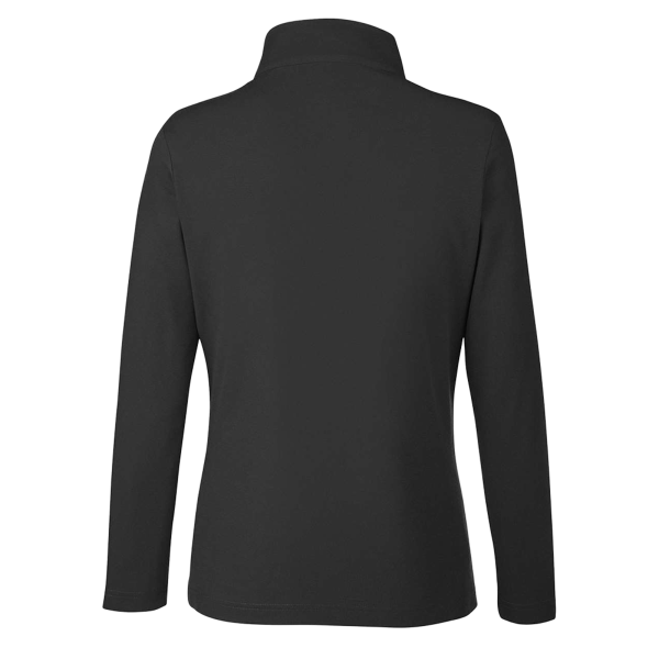 Core 365 Women's Fusion ChromaSoft™ Pique Quarter-Zip Pullover, Black, Back view