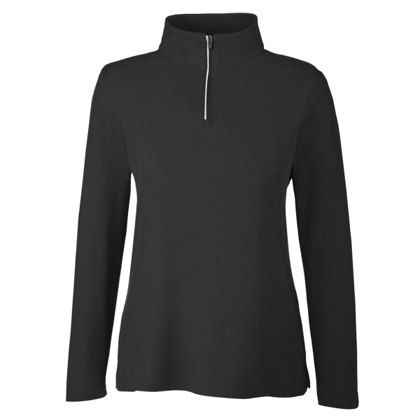 Core 365 Women's Fusion ChromaSoft™ Pique Quarter-Zip Pullover, Black, Front view