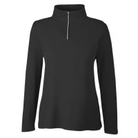 Core 365 Women's Fusion ChromaSoft™ Pique Quarter-Zip Pullover, Black, Front view