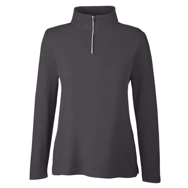 Core 365 Women's Fusion ChromaSoft™ Pique Quarter-Zip Pullover, Carbon, Front view