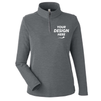 Core 365 Women's Fusion ChromaSoft™ Pique Quarter-Zip Pullover, Carbon Heather, Front view, Mockup