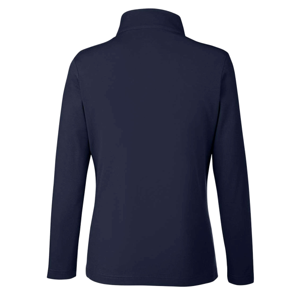 Core 365 Women's Fusion ChromaSoft™ Pique Quarter-Zip Pullover, Classic Navy, Back view