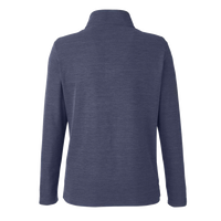 Core 365 Women's Fusion ChromaSoft™ Pique Quarter-Zip Pullover, Classic Navy Heather, Back view