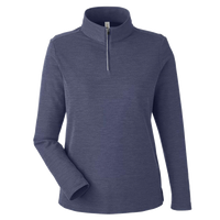 Core 365 Women's Fusion ChromaSoft™ Pique Quarter-Zip Pullover, Classic Navy Heather, Front view