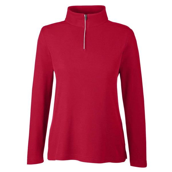 Core 365 Women's Fusion ChromaSoft™ Pique Quarter-Zip Pullover, Classic Red, Front view
