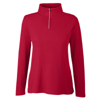 Core 365 Women's Fusion ChromaSoft™ Pique Quarter-Zip Pullover, Classic Red, Front view