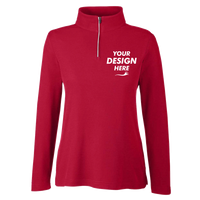 Core 365 Women's Fusion ChromaSoft™ Pique Quarter-Zip Pullover, Classic Red, Front view, Mockup