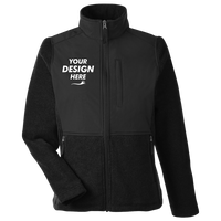 Core 365 Women's Journey Summit Hybrid Full-Zip, Black / Black, Front view, Mockup