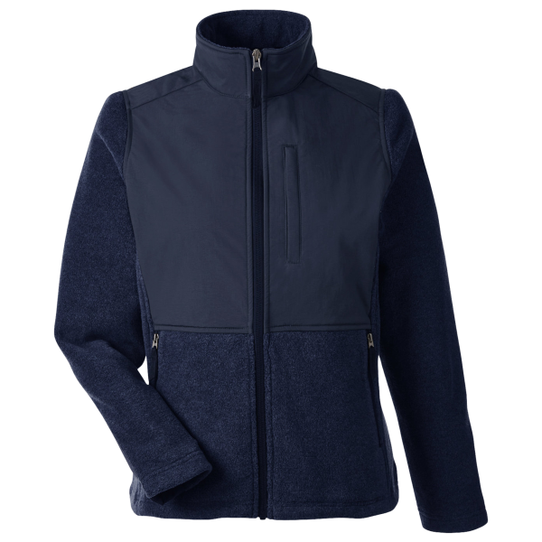 Core 365 Women's Journey Summit Hybrid Full-Zip, Classic Navy / Classic Navy, Front view
