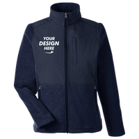 Core 365 Women's Journey Summit Hybrid Full-Zip, Classic Navy / Classic Navy, Front view, Mockup