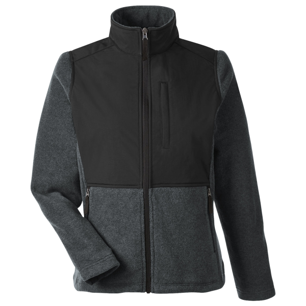 Core 365 Women's Journey Summit Hybrid Full-Zip, Heather Charcoal / Black, Front view