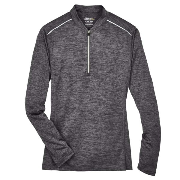 Core 365 Women's Kinetic Performance Quarter-Zip Pullover, Carbon / Black, Front view