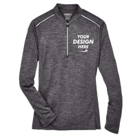 Core 365 Women's Kinetic Performance Quarter-Zip Pullover, Carbon / Black, Front view, Mockup