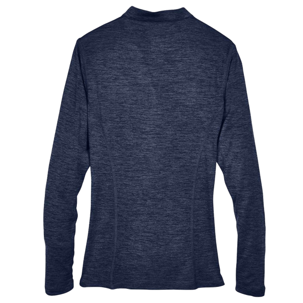 Core 365 Women's Kinetic Performance Quarter-Zip Pullover, Classic Navy Heather / Carbon, Back view