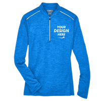 Core 365 Women's Kinetic Performance Quarter-Zip Pullover, True Royal / Carbon, Front view, Mockup