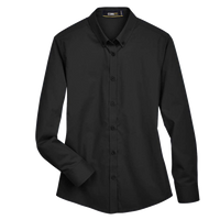 Core 365 Women's Operate Twill Shirt, Black, Front view