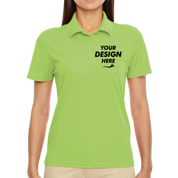 Core 365 Women's Origin Performance Piqué Polo, Acid Green, Front view, Mockup