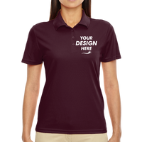 Core 365 Women's Origin Performance Piqué Polo, Burgundy, Front view, Mockup
