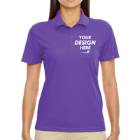 Core 365 Women's Origin Performance Piqué Polo, Campus Purple, Front view, Mockup