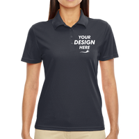 Core 365 Women's Origin Performance Piqué Polo, Carbon, Front view, Mockup