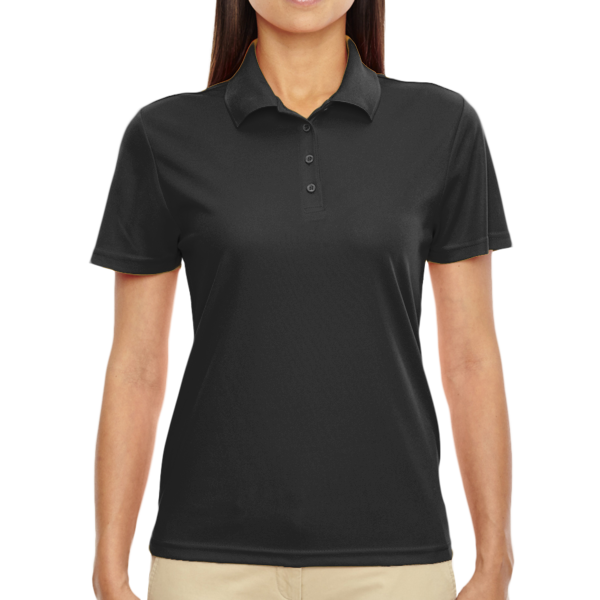 Core 365 Women's Origin Performance Piqué Polo, Black, Front view