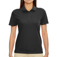 Core 365 Women's Origin Performance Piqué Polo, Black, Front view