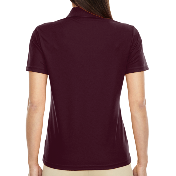 Core 365 Women's Origin Performance Piqué Polo, Burgundy, Back view