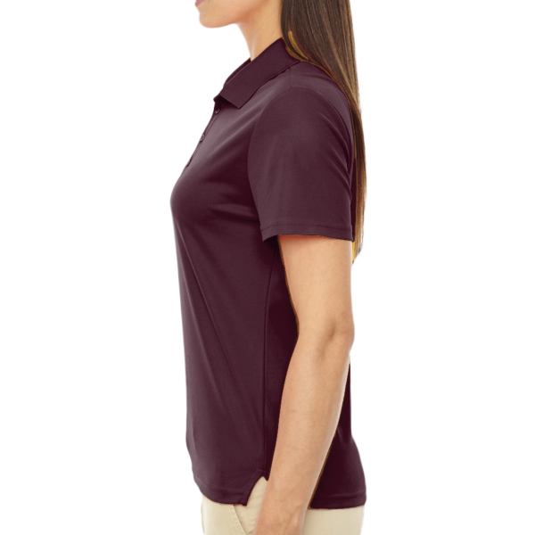 Core 365 Women's Origin Performance Piqué Polo, Burgundy, Left Sleeve view