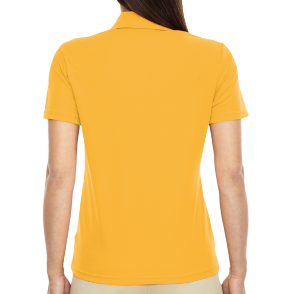 Core 365 Women's Origin Performance Piqué Polo, Campus Gold, Back view