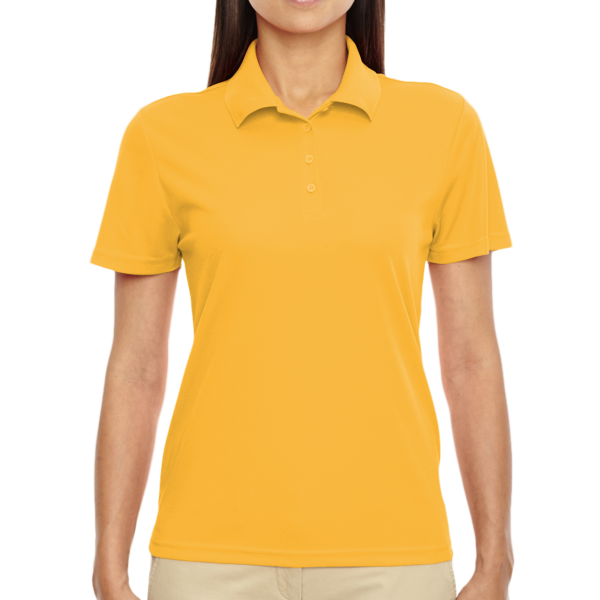 Core 365 Women's Origin Performance Piqué Polo, Campus Gold, Front view