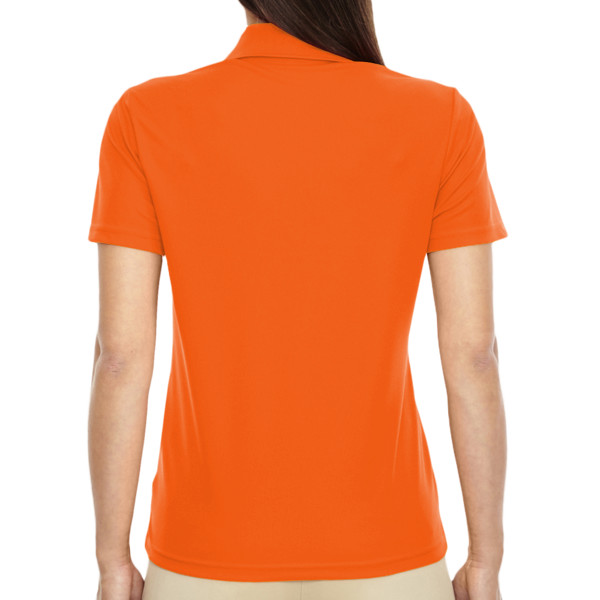 Core 365 Women's Origin Performance Piqué Polo, Campus Orange, Back view