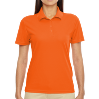 Core 365 Women's Origin Performance Piqué Polo, Campus Orange, Front view
