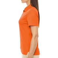 Core 365 Women's Origin Performance Piqué Polo, Campus Orange, Left Sleeve view