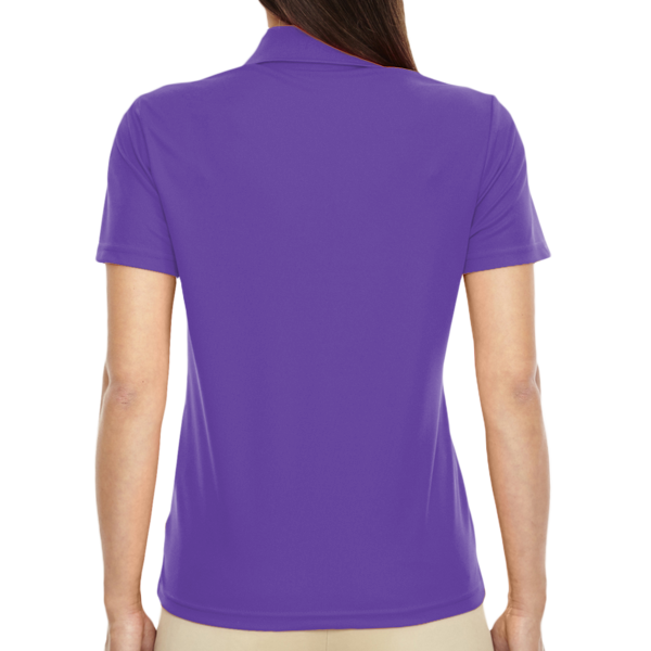 Core 365 Women's Origin Performance Piqué Polo, Campus Purple, Back view