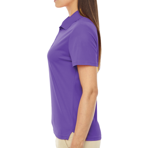 Core 365 Women's Origin Performance Piqué Polo, Campus Purple, Left Sleeve view