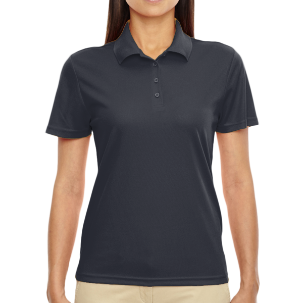 Core 365 Women's Origin Performance Piqué Polo, Carbon, Front view