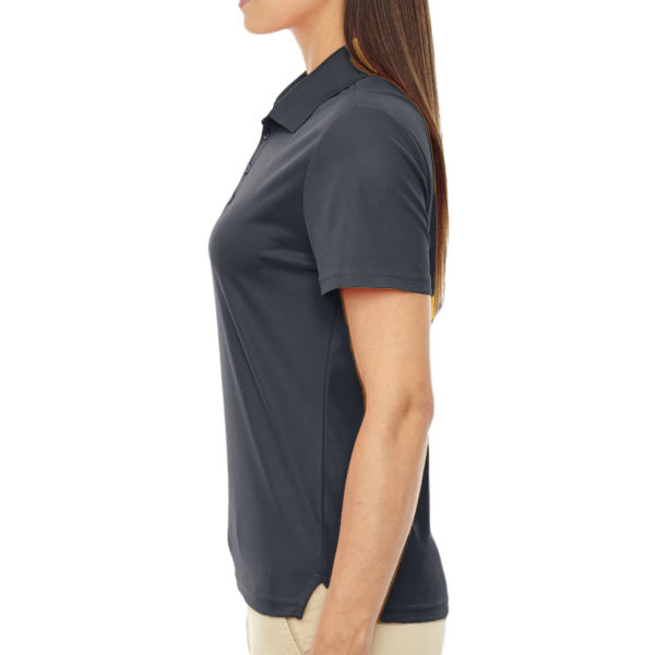 Core 365 Women's Origin Performance Piqué Polo, Carbon, Left Sleeve view