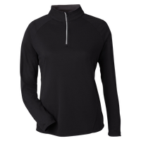 Core 365 Women's Origin Performance Pique Quarter-Zip Pullover, Black / Carbon, Front view