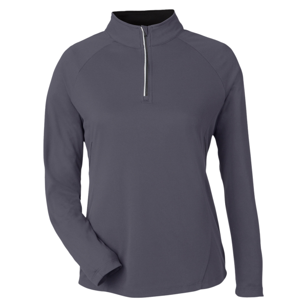 Core 365 Women's Origin Performance Pique Quarter-Zip Pullover, Carbon / Black, Front view