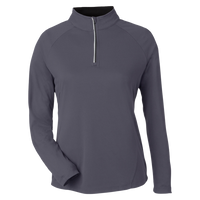 Core 365 Women's Origin Performance Pique Quarter-Zip Pullover, Carbon / Black, Front view