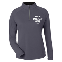 Core 365 Women's Origin Performance Pique Quarter-Zip Pullover, Carbon / Black, Front view, Mockup