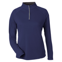 Core 365 Women's Origin Performance Pique Quarter-Zip Pullover, Classic Navy Heather / Carbon, Front view