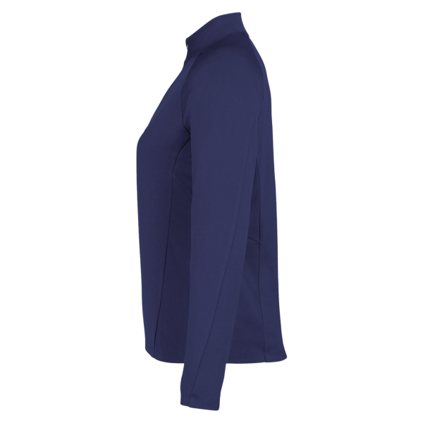 Core 365 Women's Origin Performance Pique Quarter-Zip Pullover, Classic Navy Heather / Carbon, Left Sleeve view