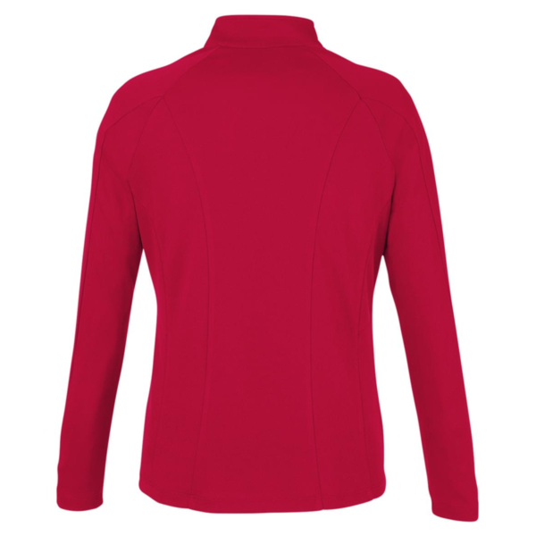 Core 365 Women's Origin Performance Pique Quarter-Zip Pullover, Classic Red / Carbon, Back view