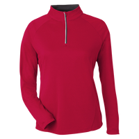 Core 365 Women's Origin Performance Pique Quarter-Zip Pullover, Classic Red / Carbon, Front view
