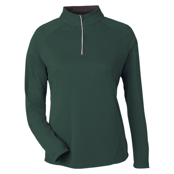 Core 365 Women's Origin Performance Pique Quarter-Zip Pullover, Forest / Carbon, Front view
