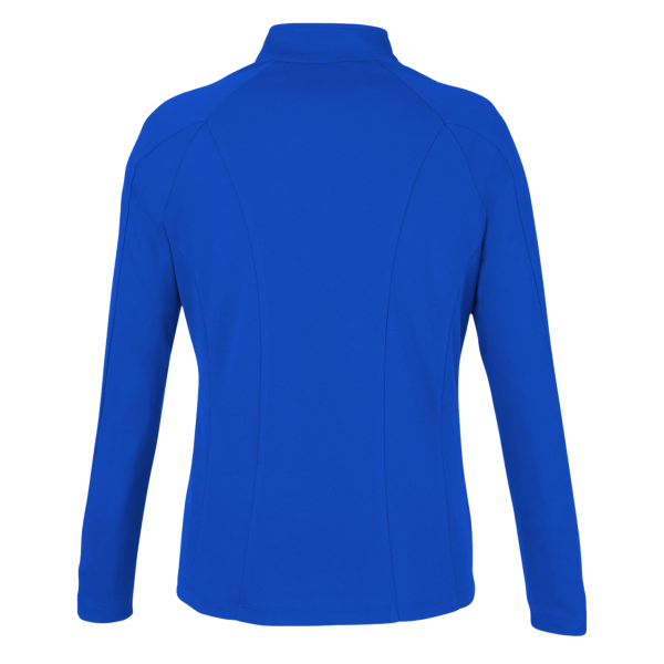 Core 365 Women's Origin Performance Pique Quarter-Zip Pullover, True Royal / Carbon, Back view