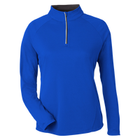 Core 365 Women's Origin Performance Pique Quarter-Zip Pullover, True Royal / Carbon, Front view